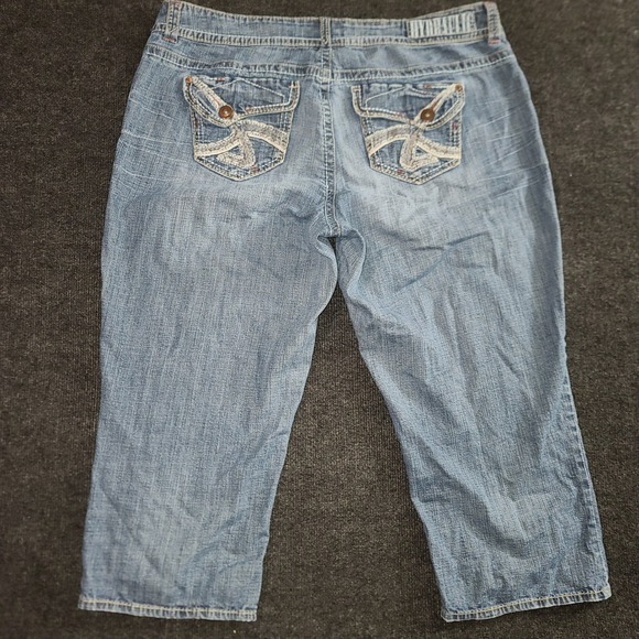 Hydraulic Denim Capri Pants Embroidered‎ Pockets Stretch Blue Size 16 - Picture 8 of 10